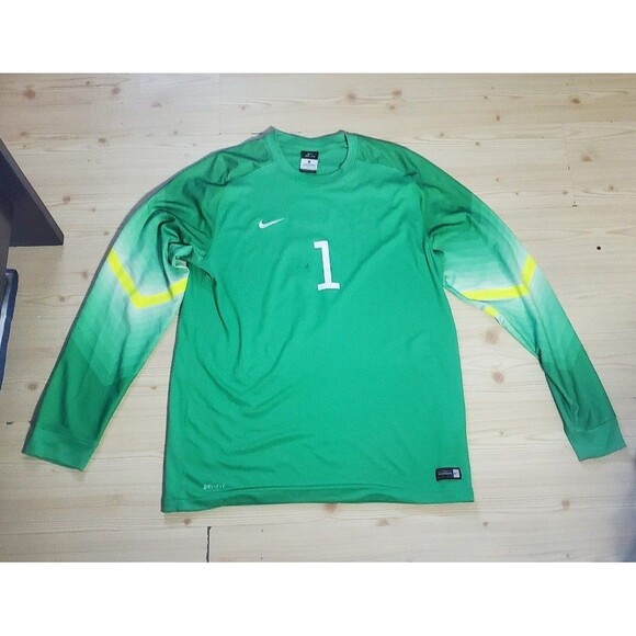 Nike USMNT Tim Howard 1 Goalkeeper Green USA World Cup Soccer Jersey Mens L - Picture 1 of 10